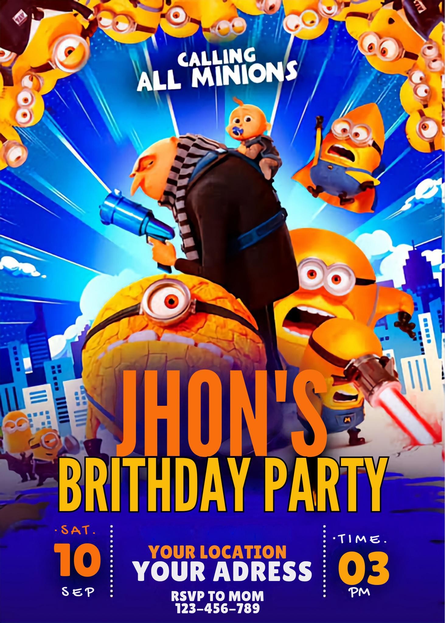 Despicable Me 4 Party Invitation - Digital Download | Editable With Canva
